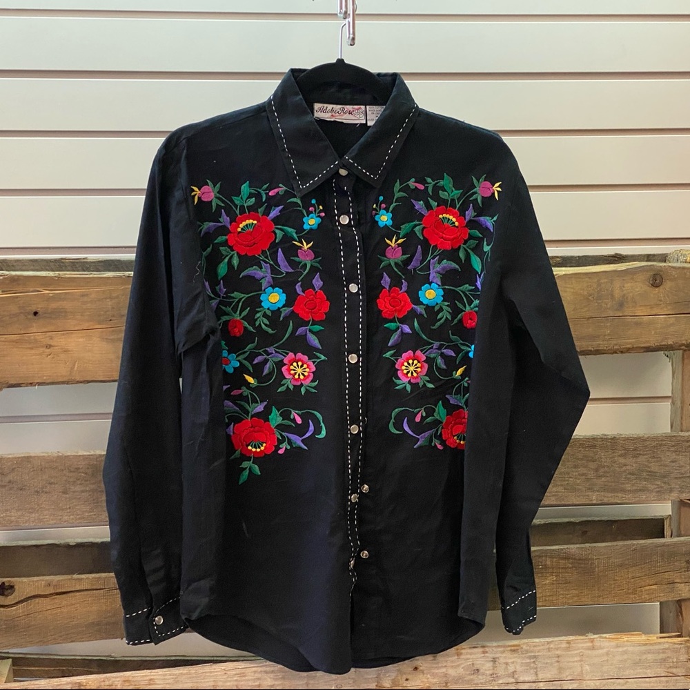 Black ADOBE ROSE long sleeve shirt